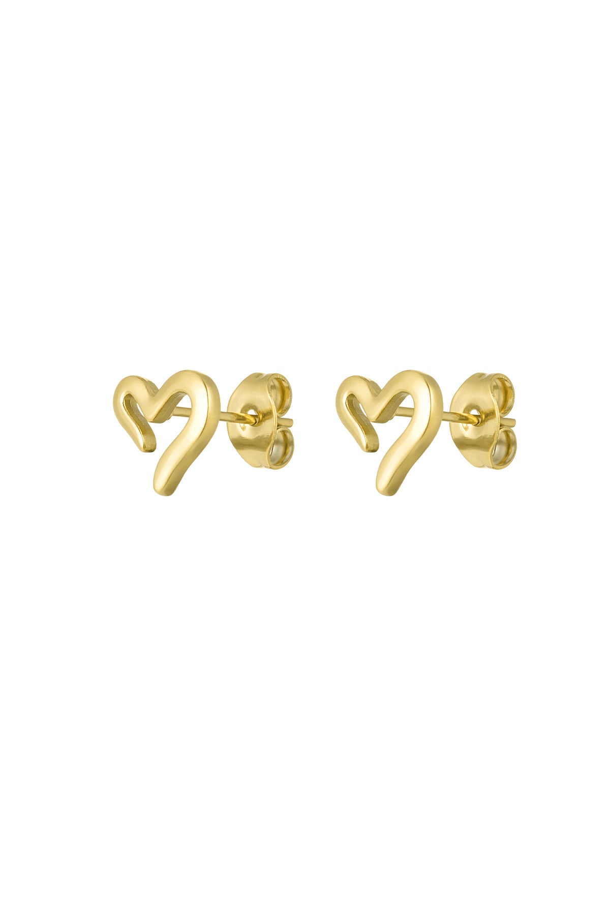 Heart Stud Earrings – Gold-Plated Steel