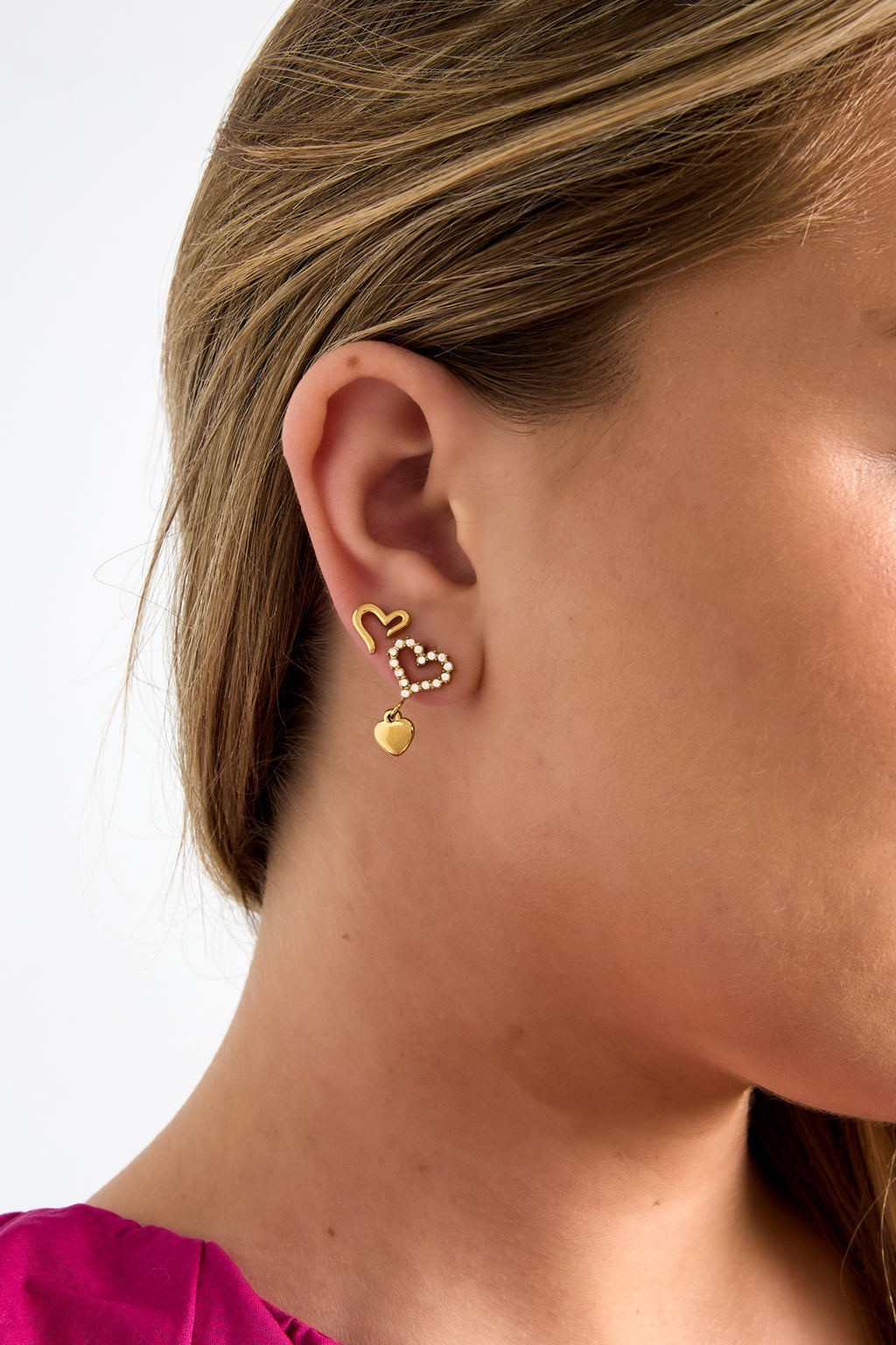 Stainless Steel Drop Earrings Heart Simple Daily Simple Series Women's jewelry