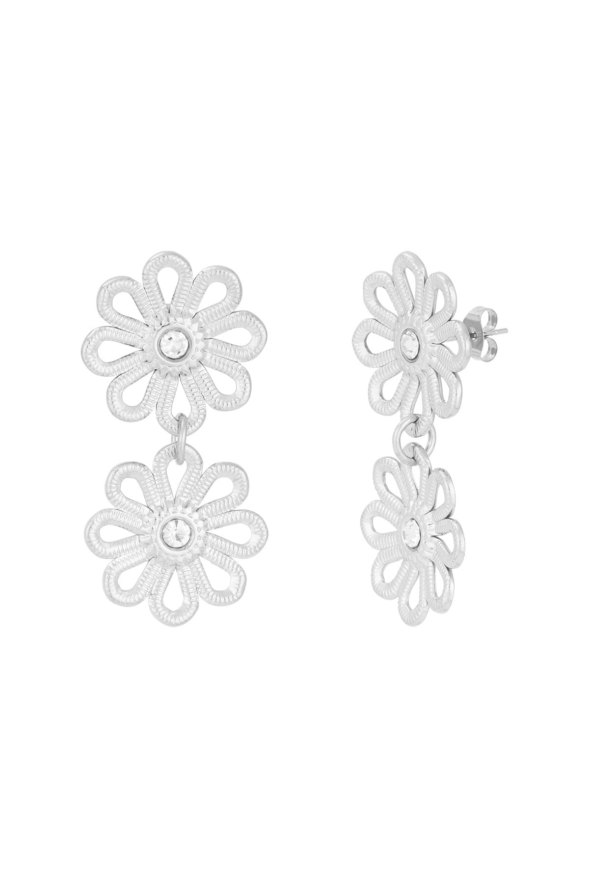 double flower earrings