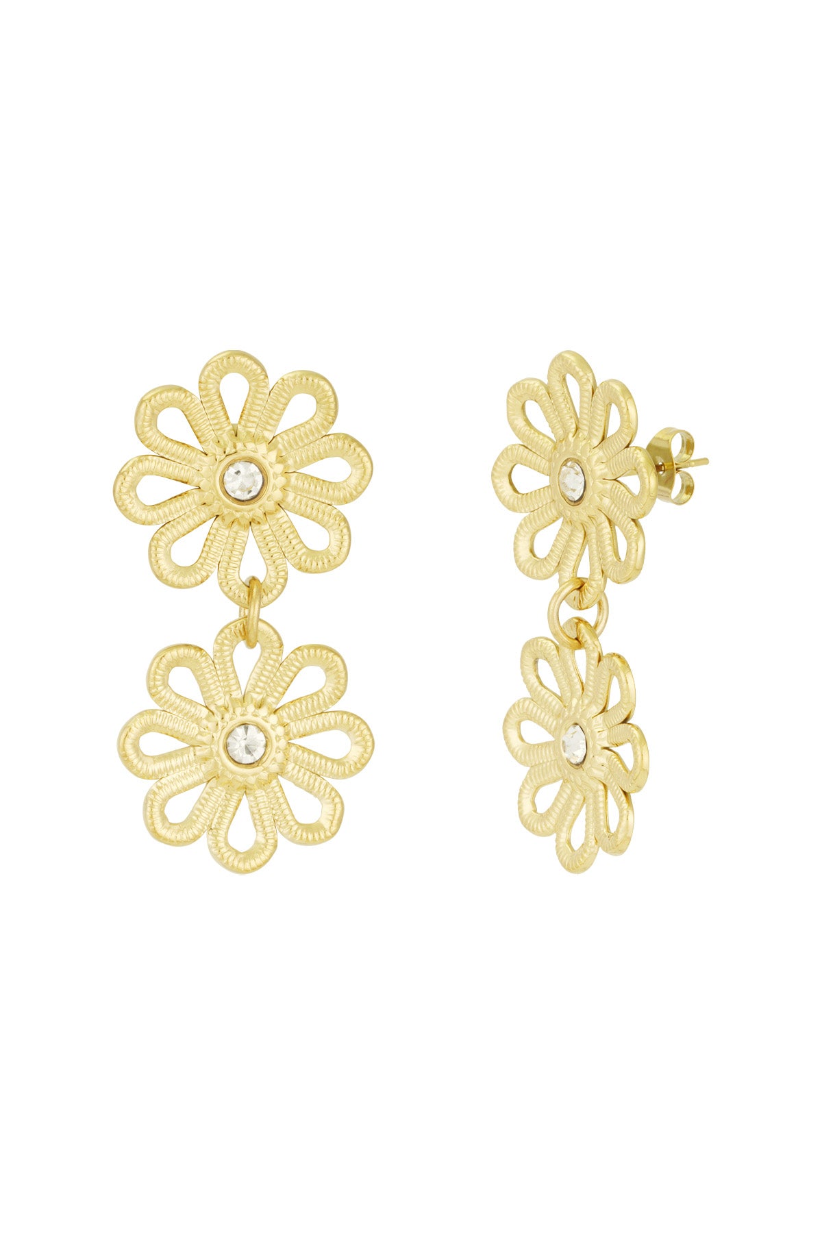 double flower earrings