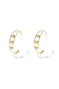 Double hoop earrings with hearts and cubic zirconia stones