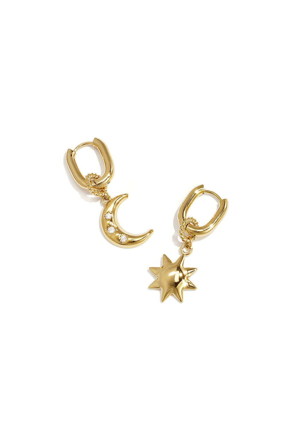 Squoval earrings with moon and star
