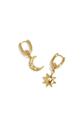 Squoval earrings with moon and star