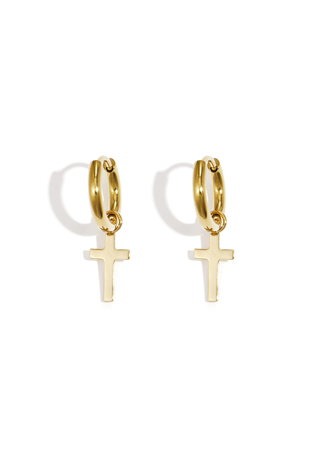 Cross Drop Earrings – Silver-Tone Steel