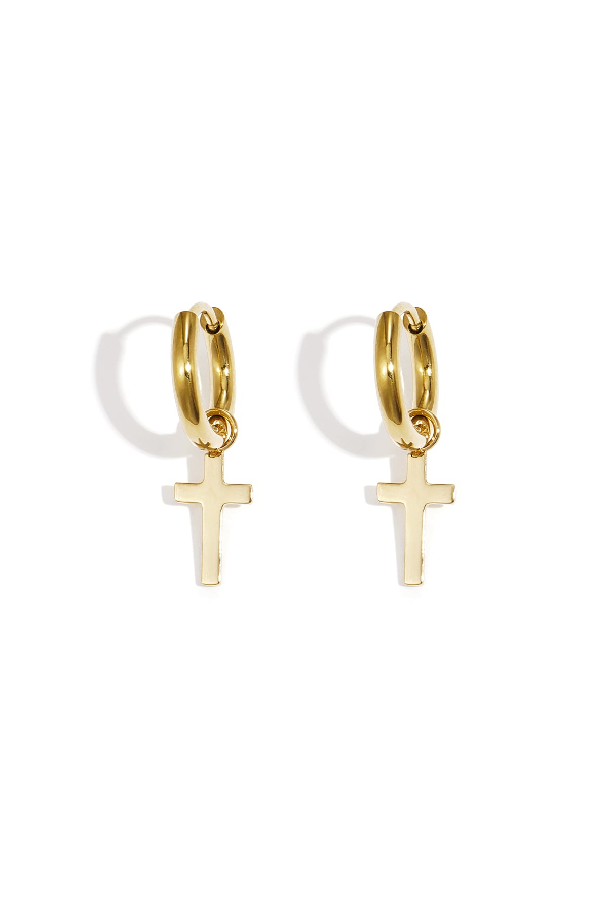 Cross Drop Earrings – Silver-Tone Steel