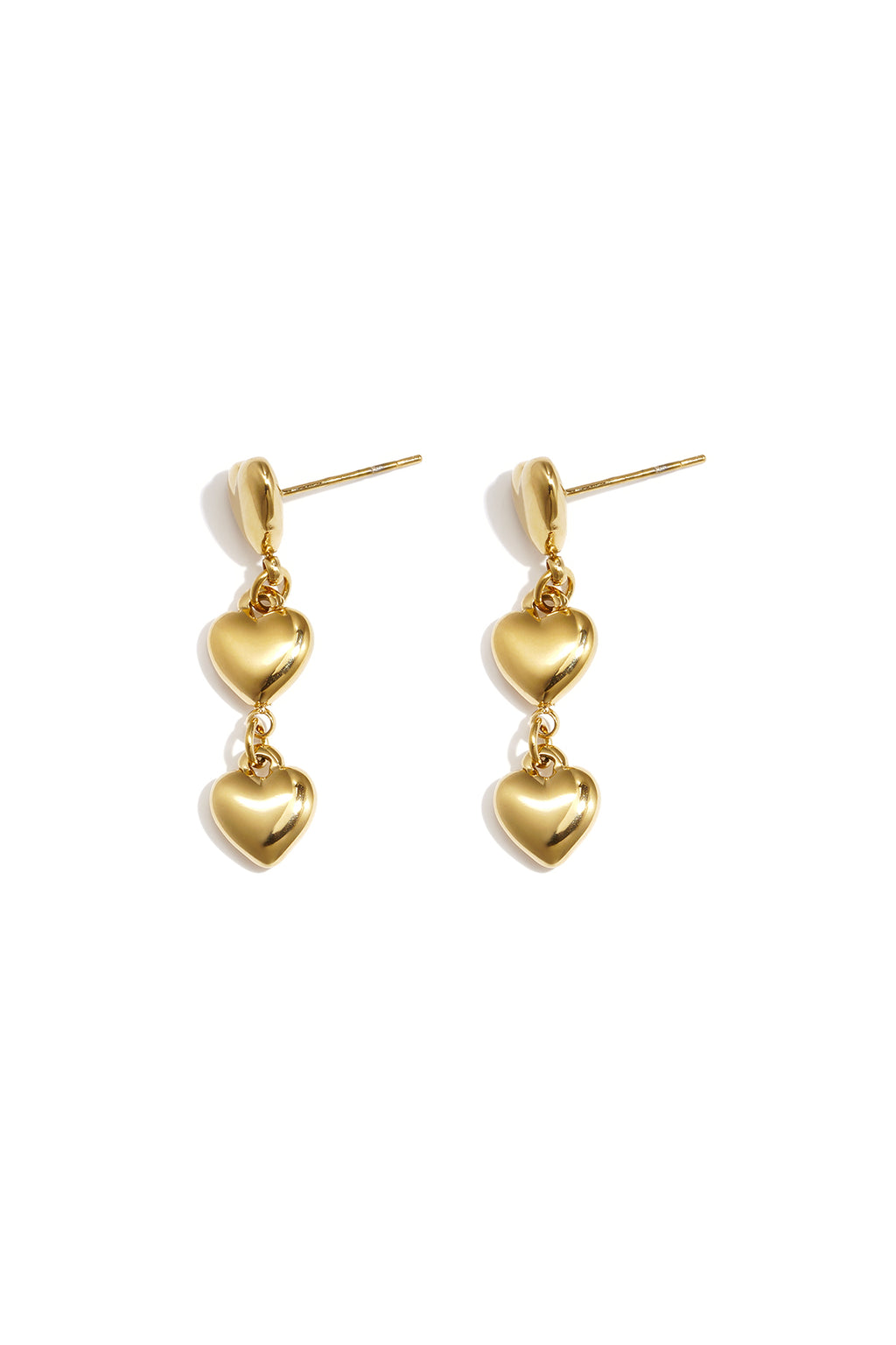 Earrings with 3 dangling hearts