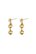 Earrings with 3 dangling hearts