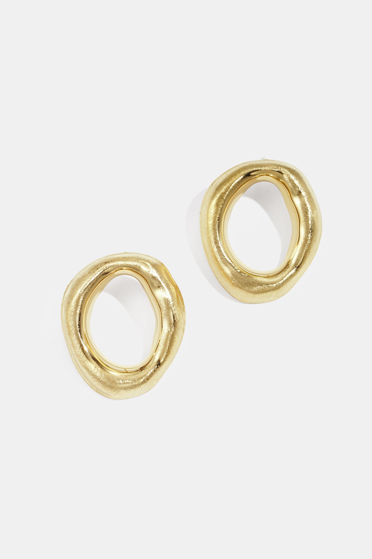 Irregular Shape Stud Earrings – Gold-Plated Steel
