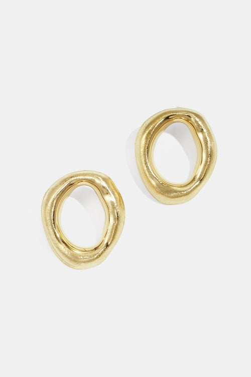 Irregular Shape Stud Earrings – Gold-Plated Steel