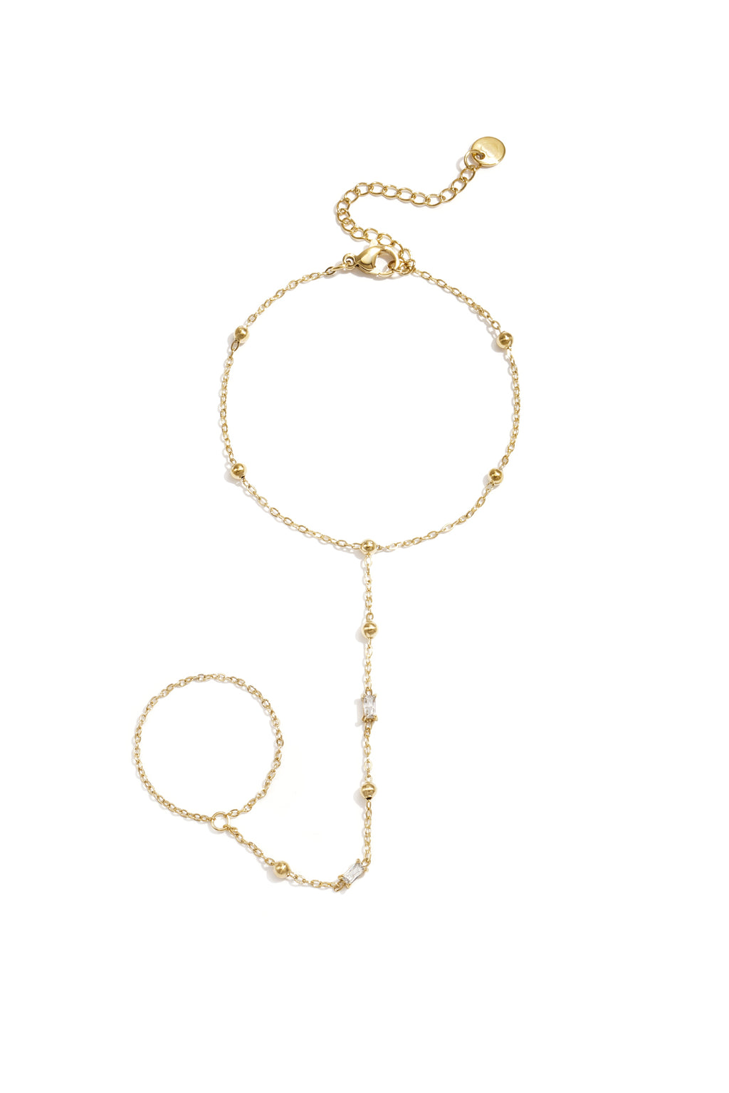 Hand chain with beads and rectangular stones
