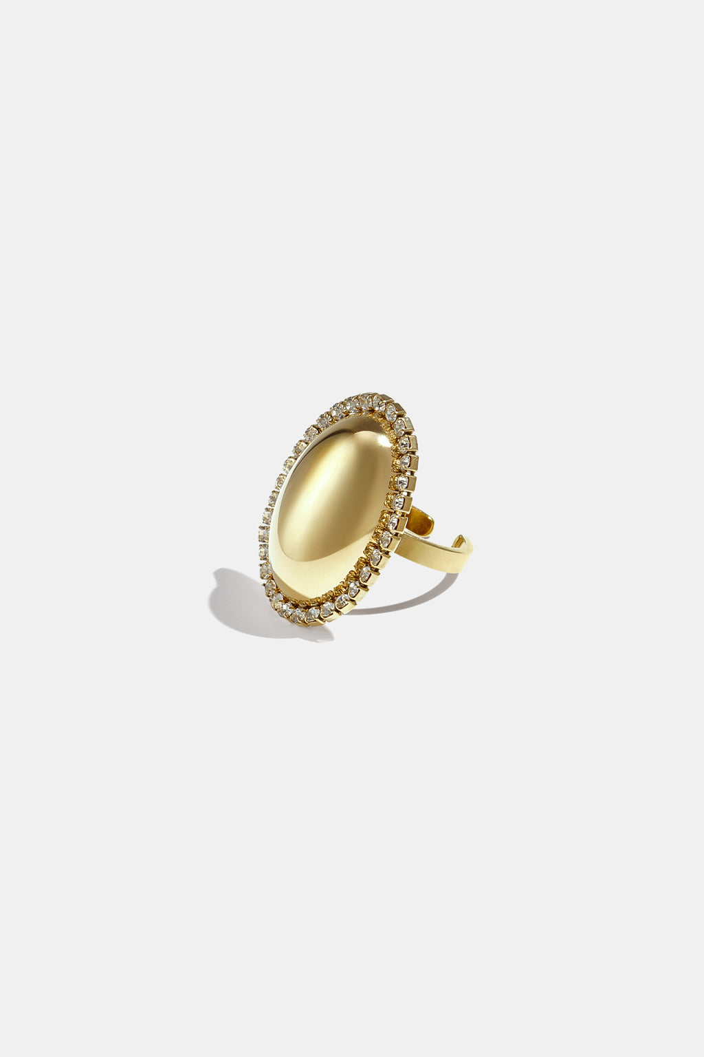 Irregular Shape Statement Ring – Gold-Plated Steel & Rhinestones