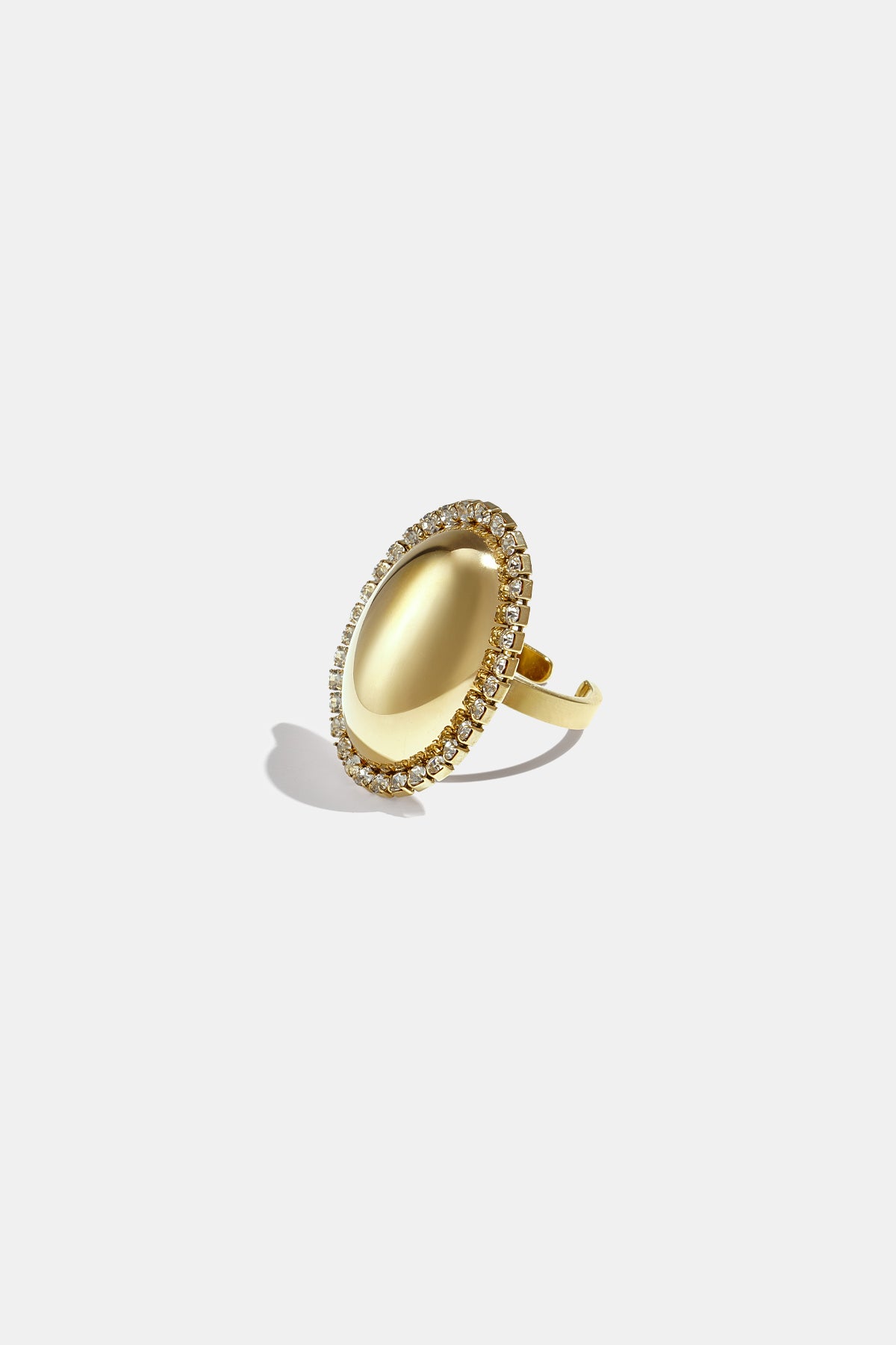 Irregular Shape Statement Ring – Gold-Plated Steel & Rhinestones