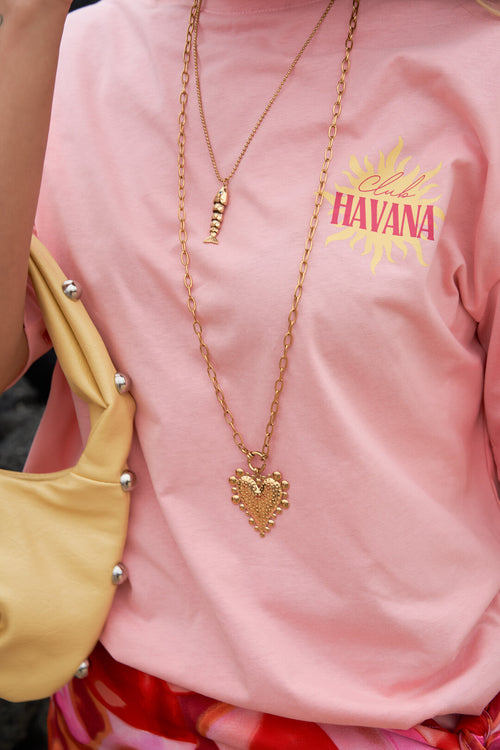 Long necklace with chunky heart charm
