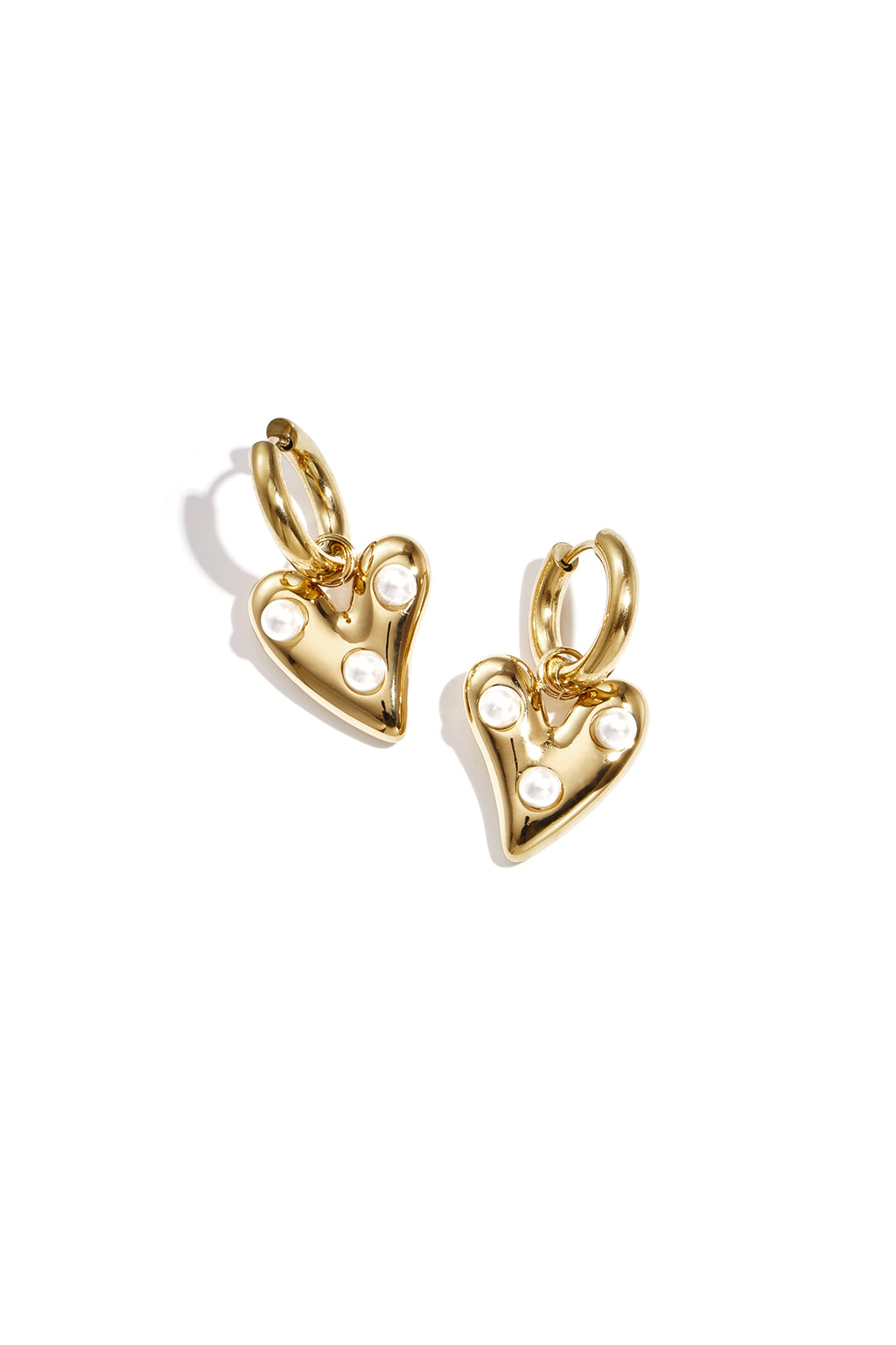 Heart Drop Earrings – Gold-Plated Steel