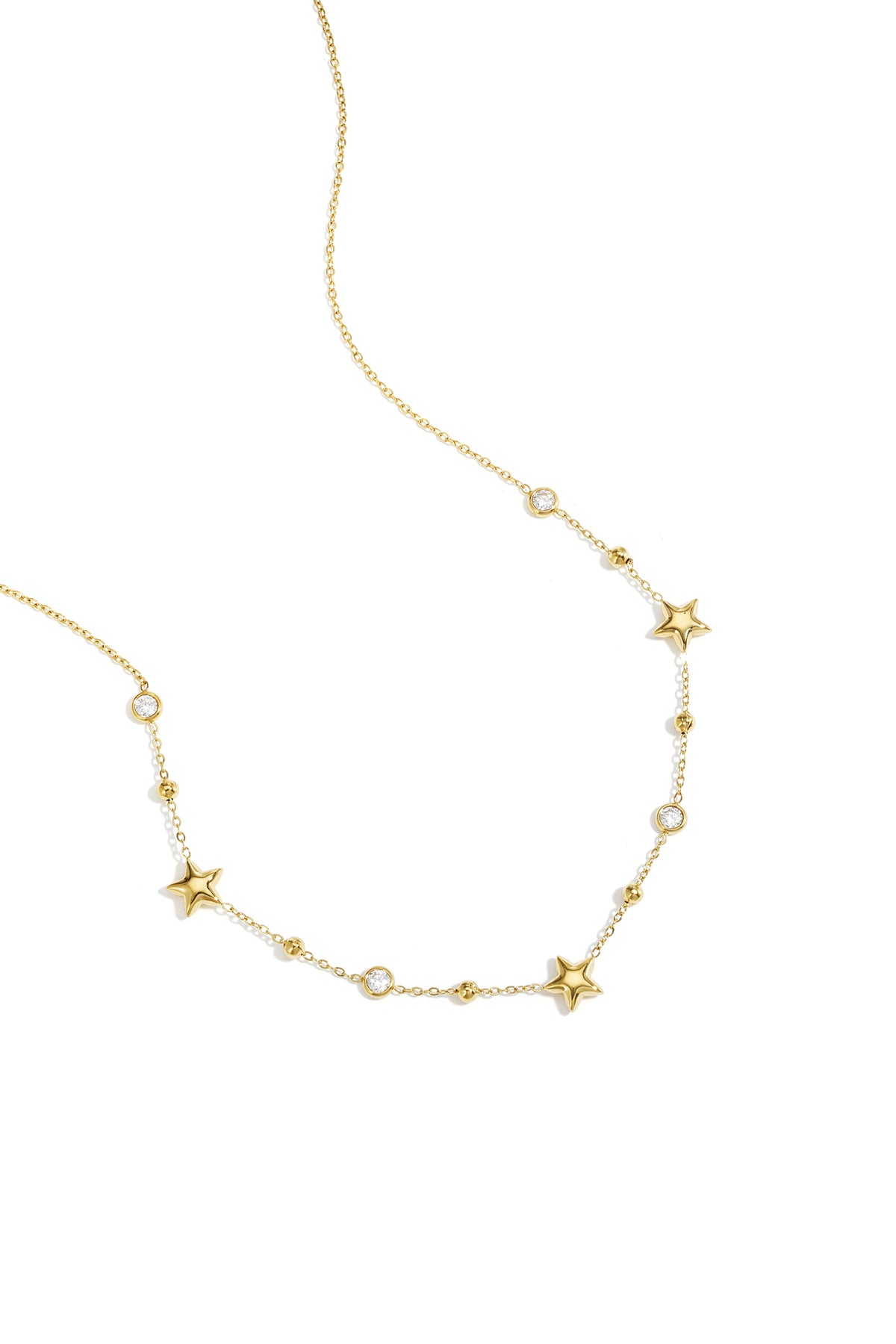 Star Chain Necklace – Gold-Plated Steel & Rhinestones