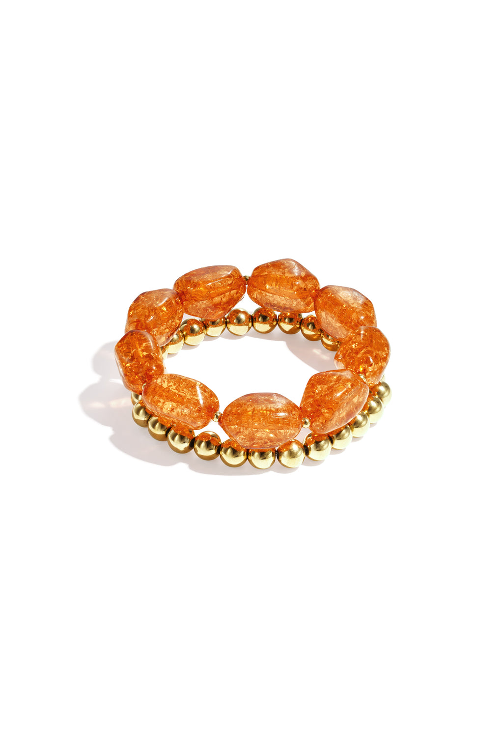 Statement Beaded Bracelet – Light Brown Steel & Acrylic