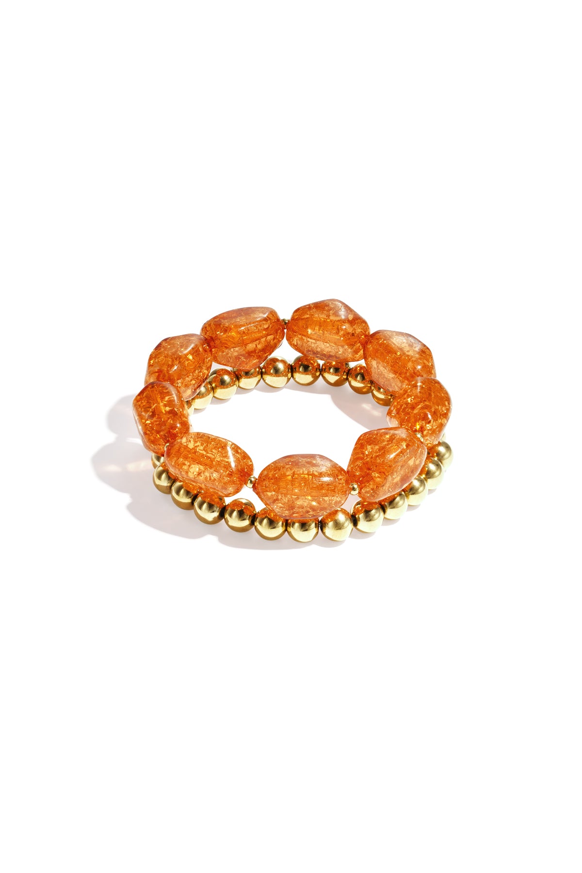 Statement Beaded Bracelet – Light Brown Steel & Acrylic