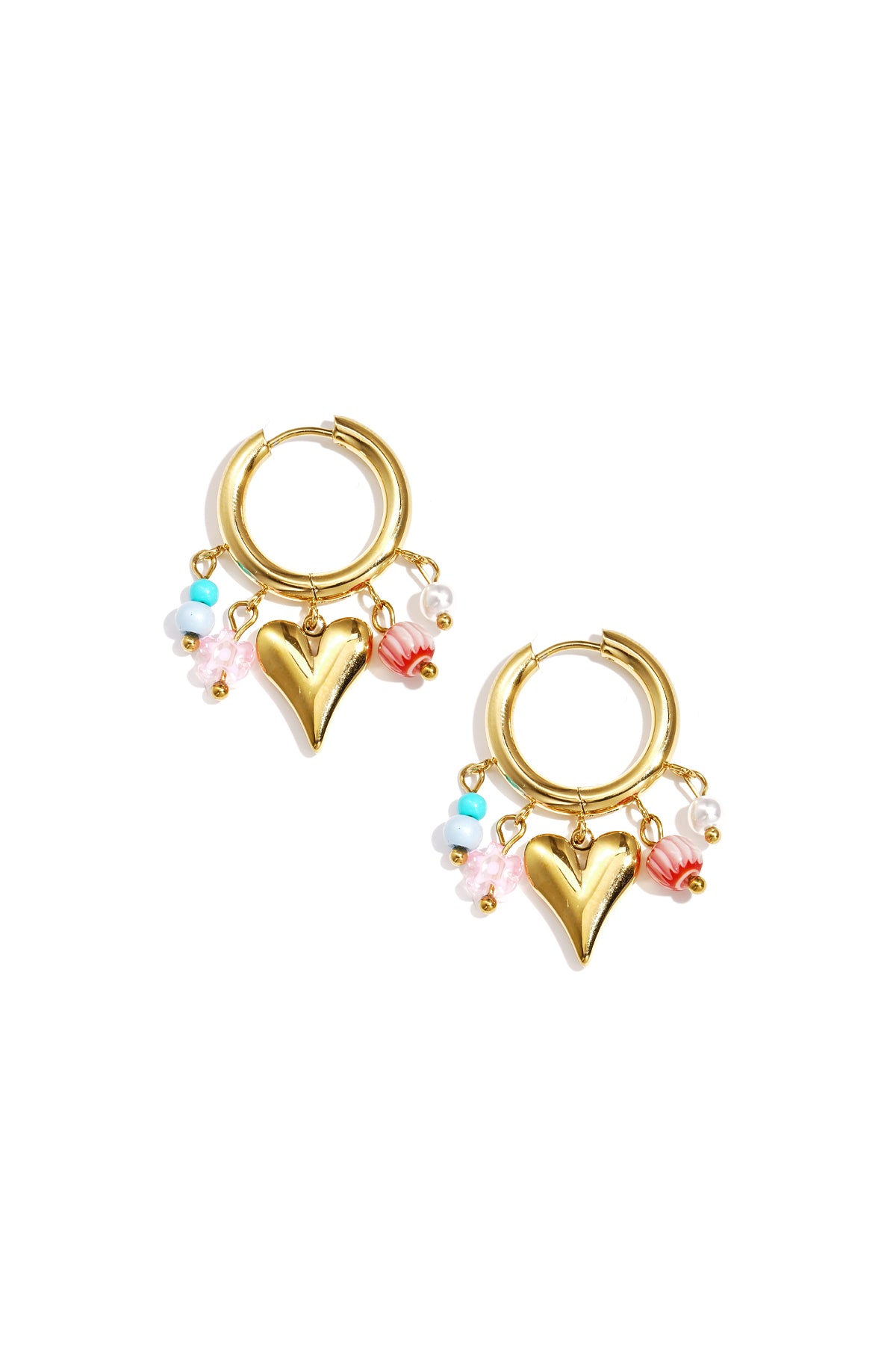 Heart Drop Earrings – Gold-Plated Steel & Glaze