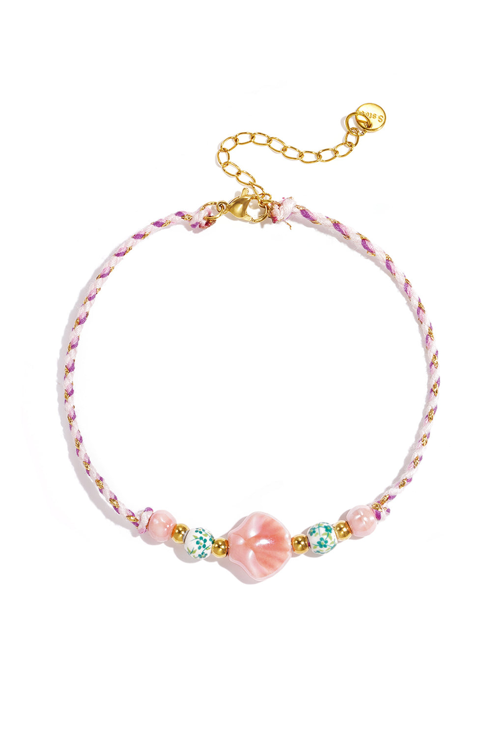 Rope anklet with shell and beads