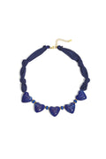 Elegant Heart Braided Necklace in Wine Red & Dark Blue