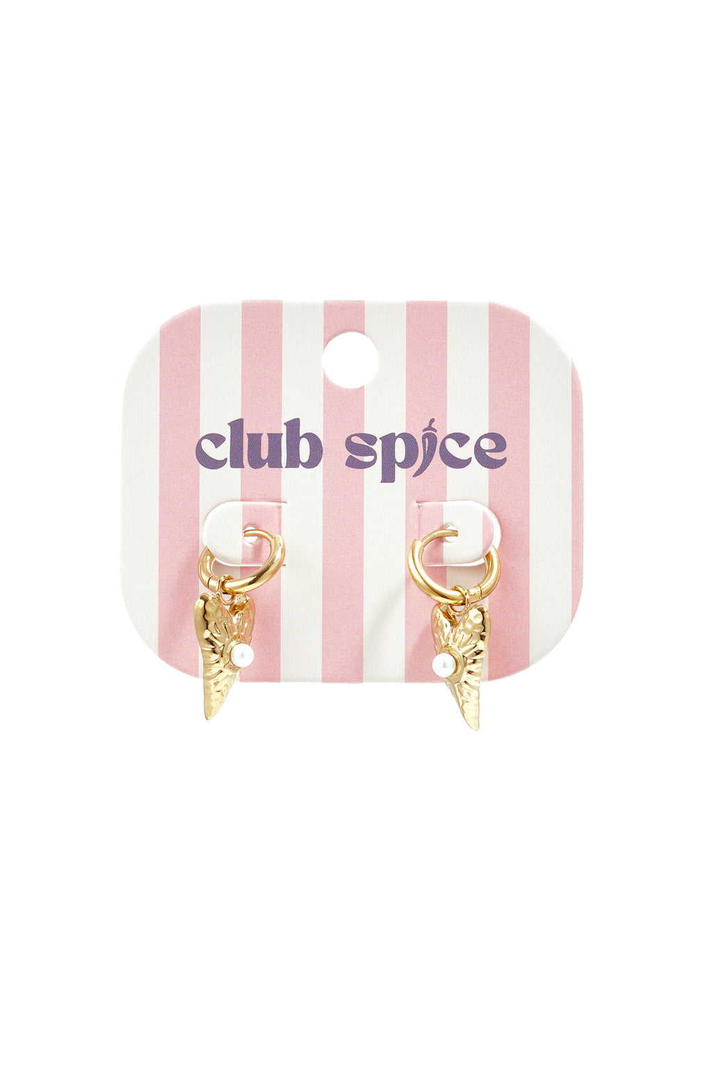Small earrings with long heart charm with pearl