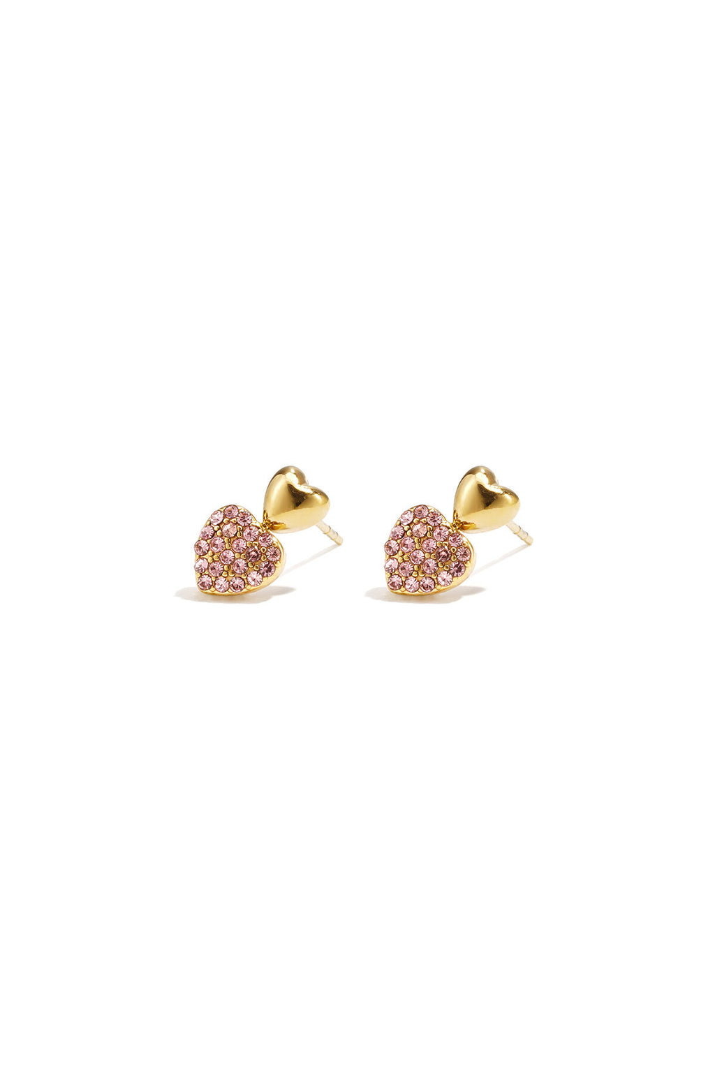 Elegant Pink & White Heart Stud Earrings
