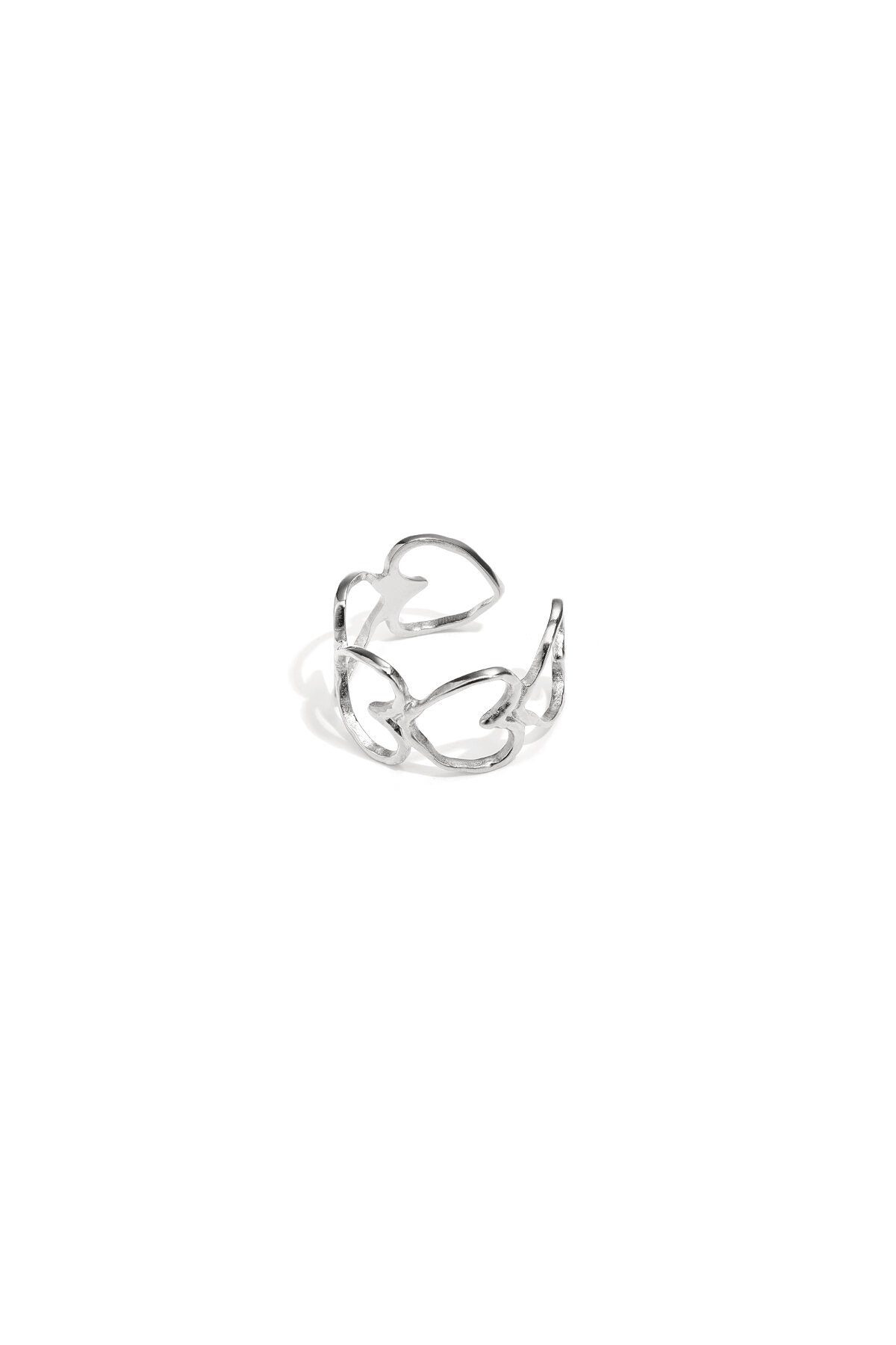 Elegant Adjustable Heart Statement Ring in Silver and Gold