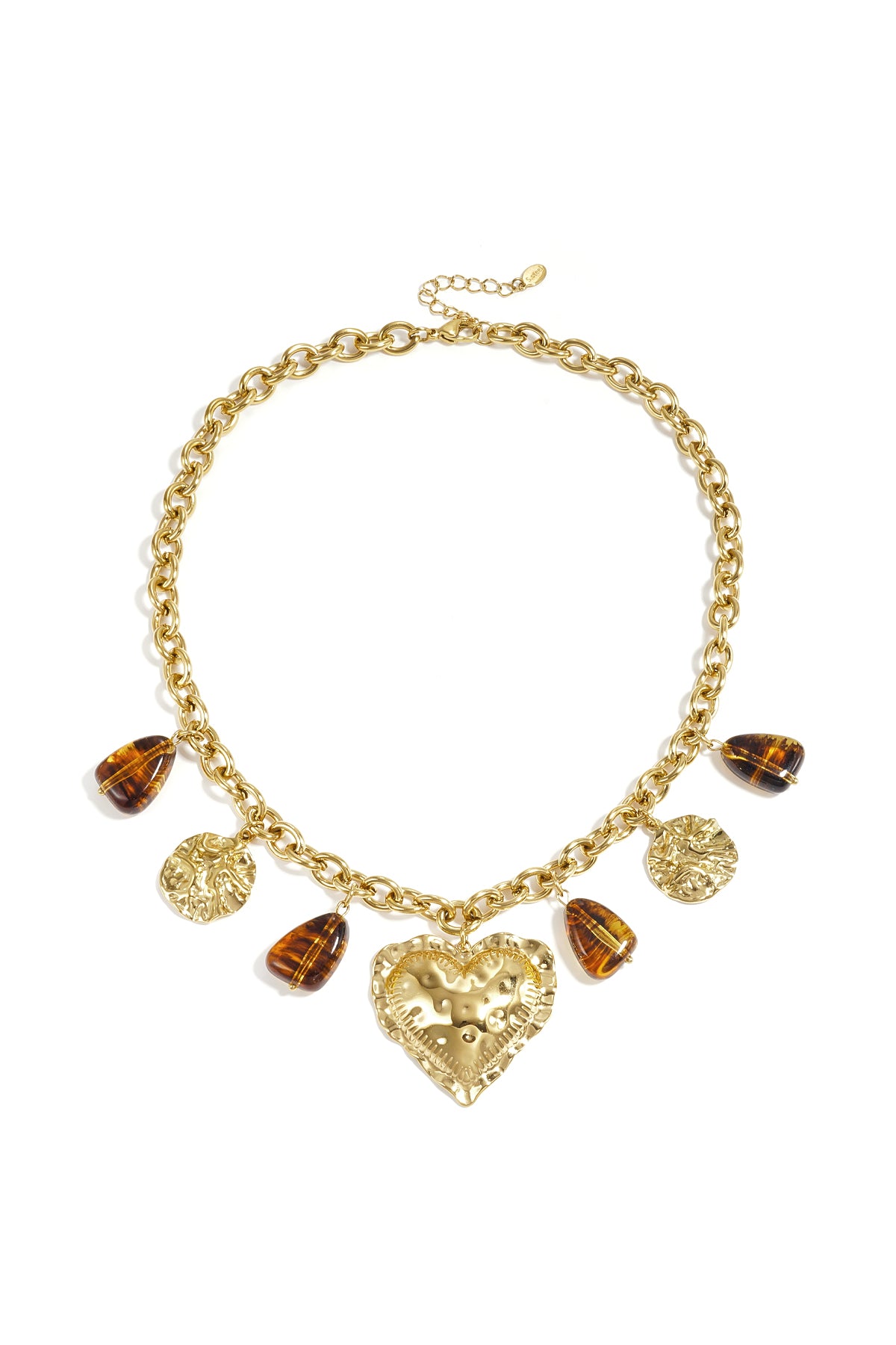 Heart Pendant Necklace – Gold-Plated Acrylic & Steel