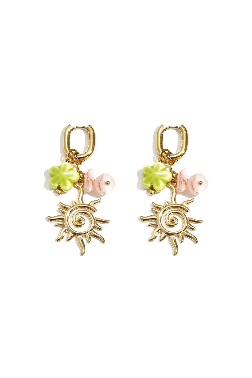 Flower Drop Earrings – Gold-Plated Steel & Rhinestones