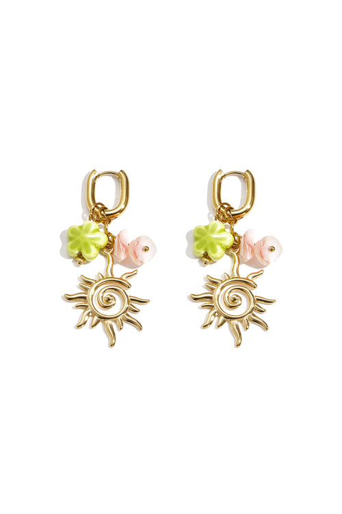 Flower Drop Earrings – Gold-Plated Steel & Rhinestones