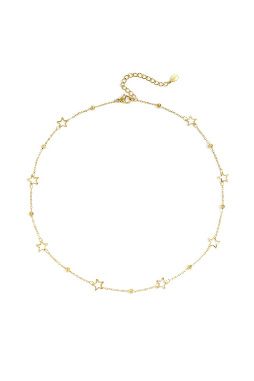 Elegant Star Chain Necklace in Silver & Gold