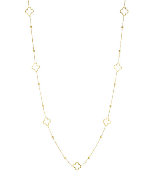 Clover Long Necklace – Gold-Plated Steel