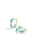 Hoop earrings with starfish and gold beads