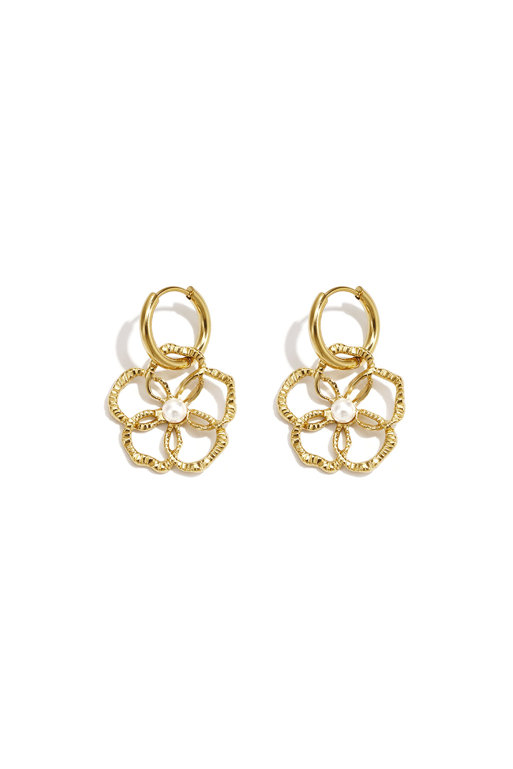 14K Gold Plated Stainless Steel Drop Earrings Flower Simple Daily Simple Series Women's jewelry