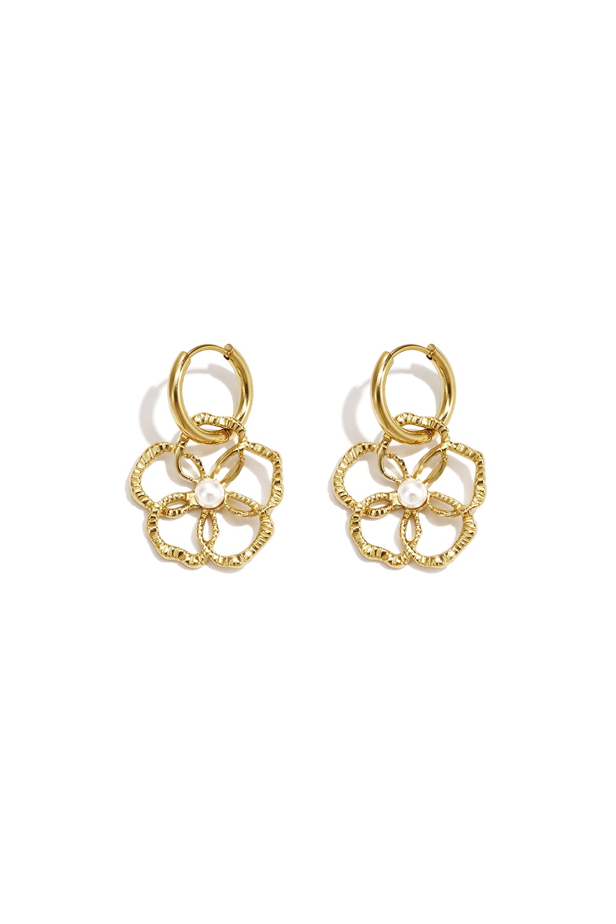 14K Gold Plated Stainless Steel Drop Earrings Flower Simple Daily Simple Series Women's jewelry