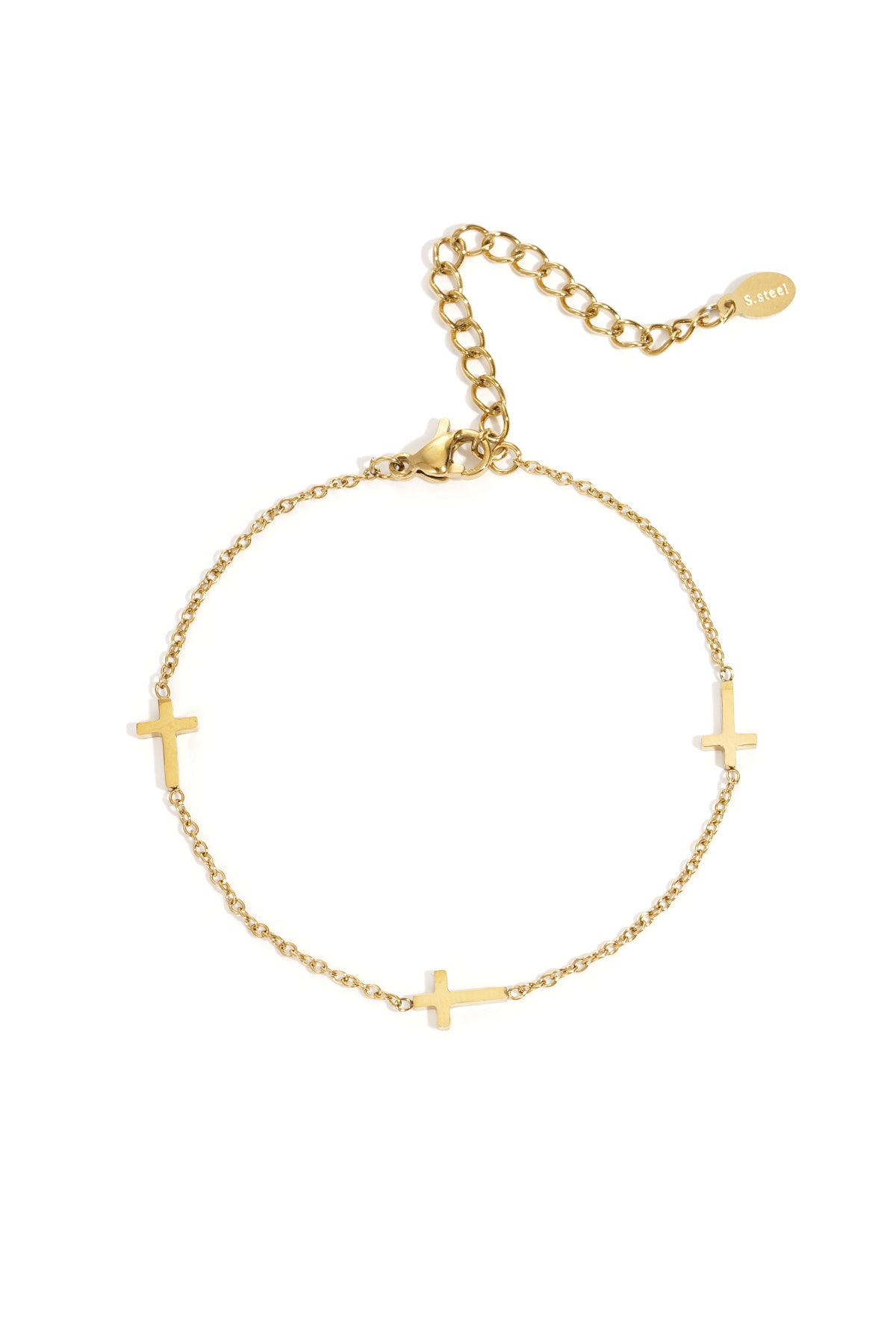 Cross Chain Bracelet – Gold-Plated Steel