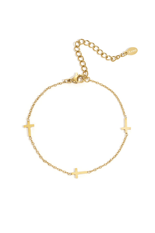 Cross Chain Bracelet – Gold-Plated Steel
