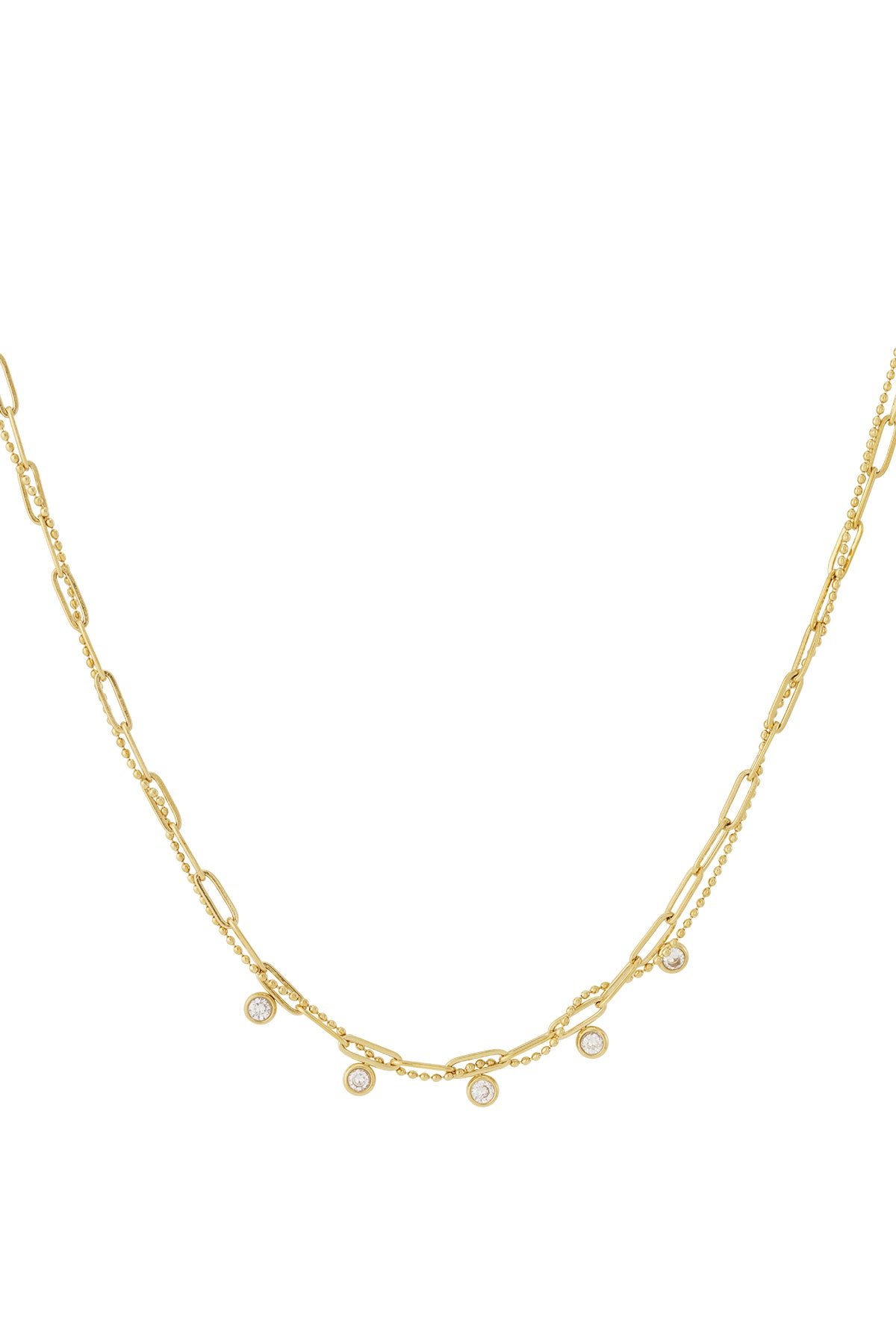 Irregular Shape Chain Necklace – Gold-Plated Steel & Rhinestones