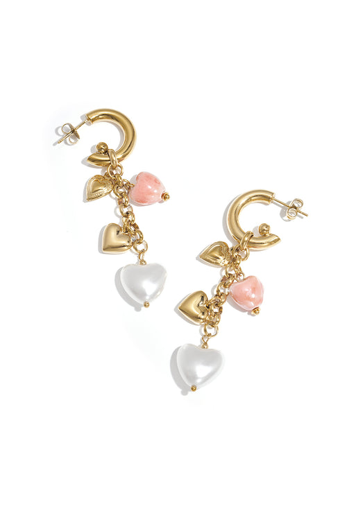 Heart Dangle Earrings – Gold-Plated Steel
