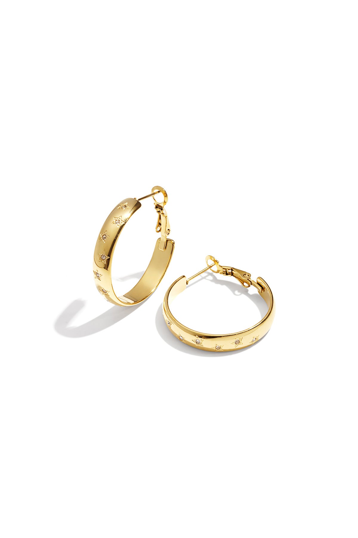 Circle Hoop Earrings – Gold-Plated Steel & Rhinestones