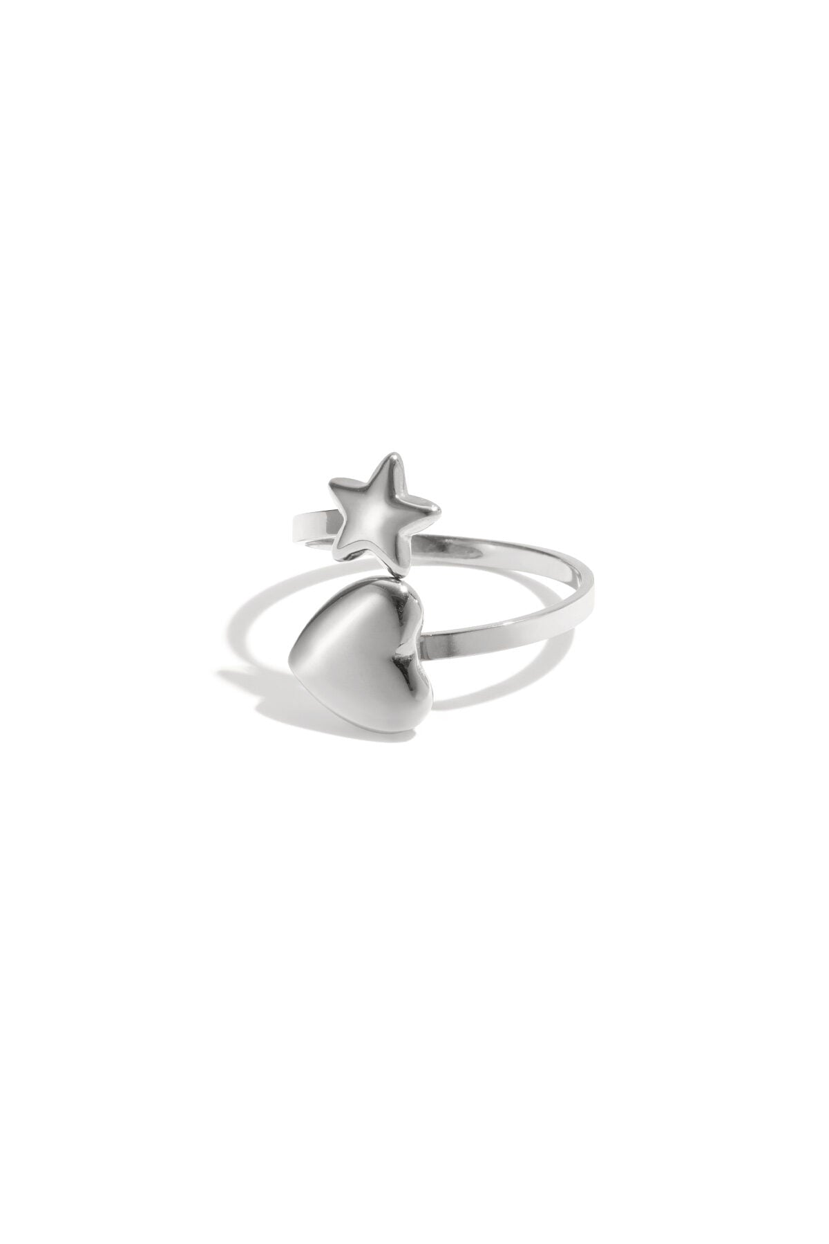 Elegant Adjustable Minimalist Heart & Star Ring