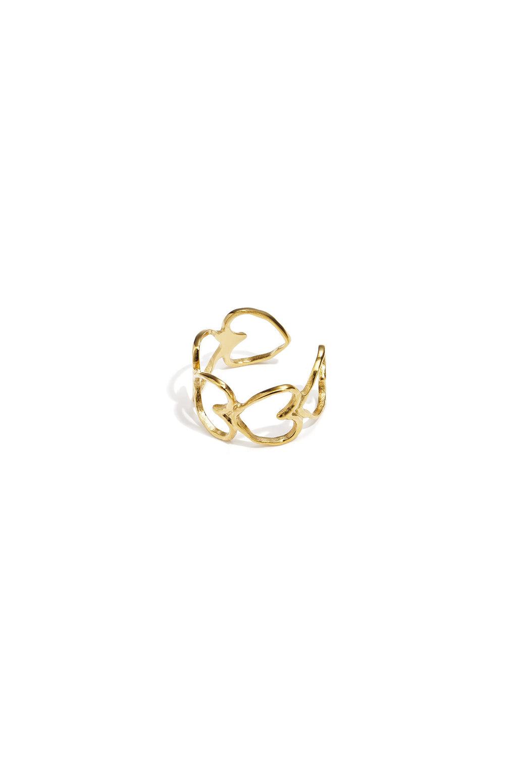 Elegant Adjustable Heart Statement Ring in Silver and Gold
