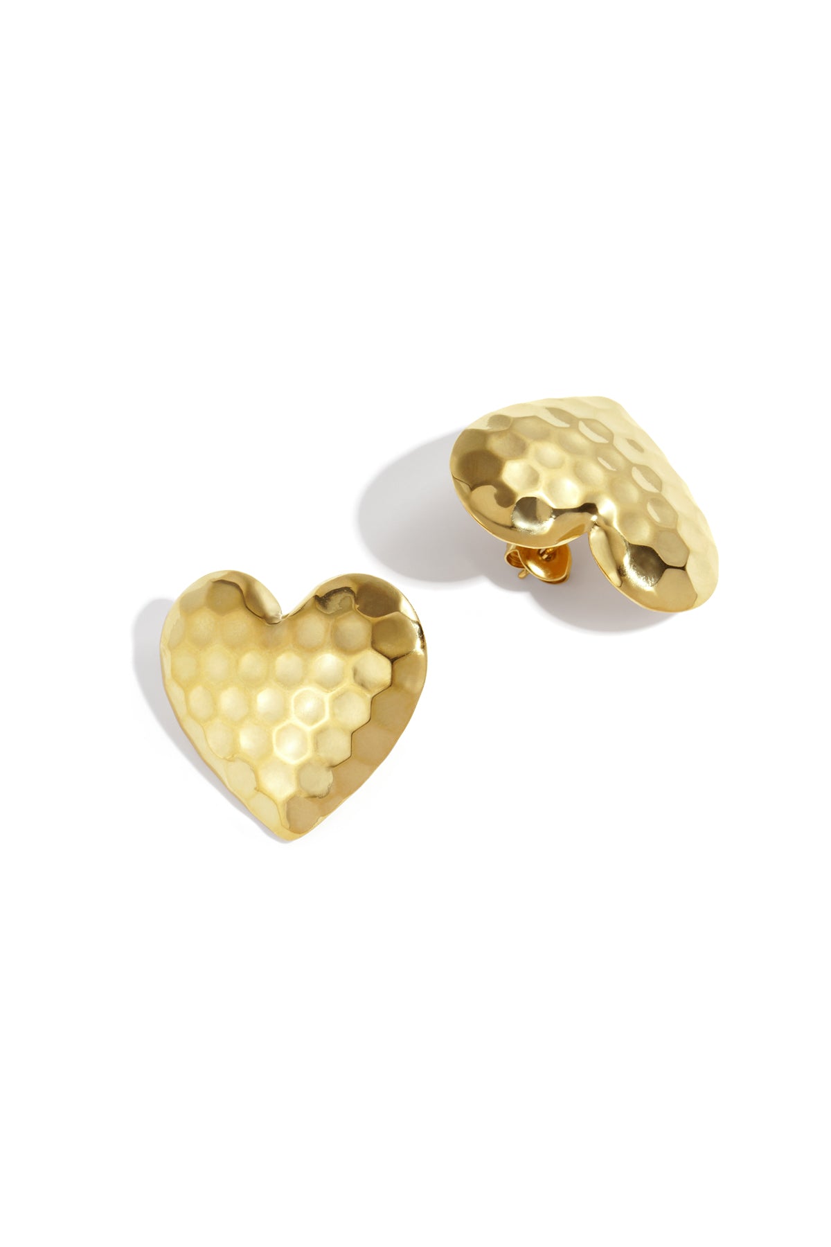 Heart Stud Earrings – Gold-Plated Steel