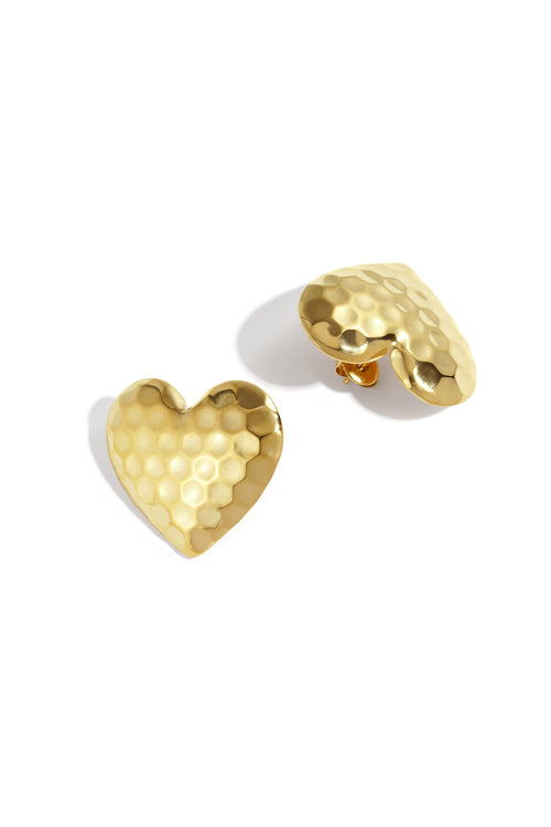 Heart Stud Earrings – Gold-Plated Steel