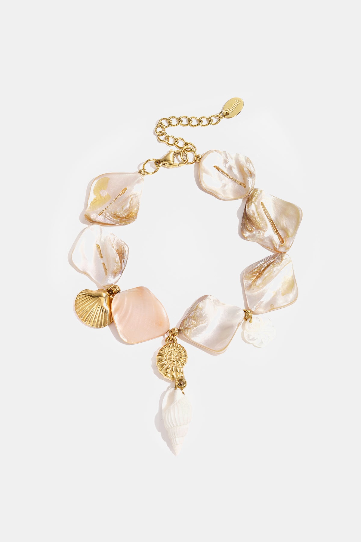 Shell Beaded Bracelet – Gold-Plated Steel & Sea Shell; Conch
