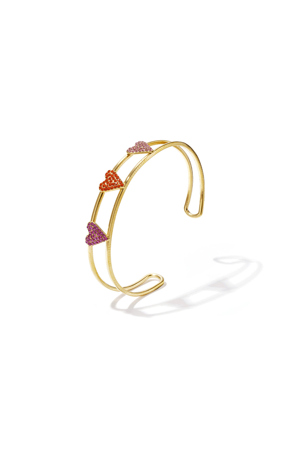 Heart Cuff Bracelet – Gold-Plated Steel & Rhinestones