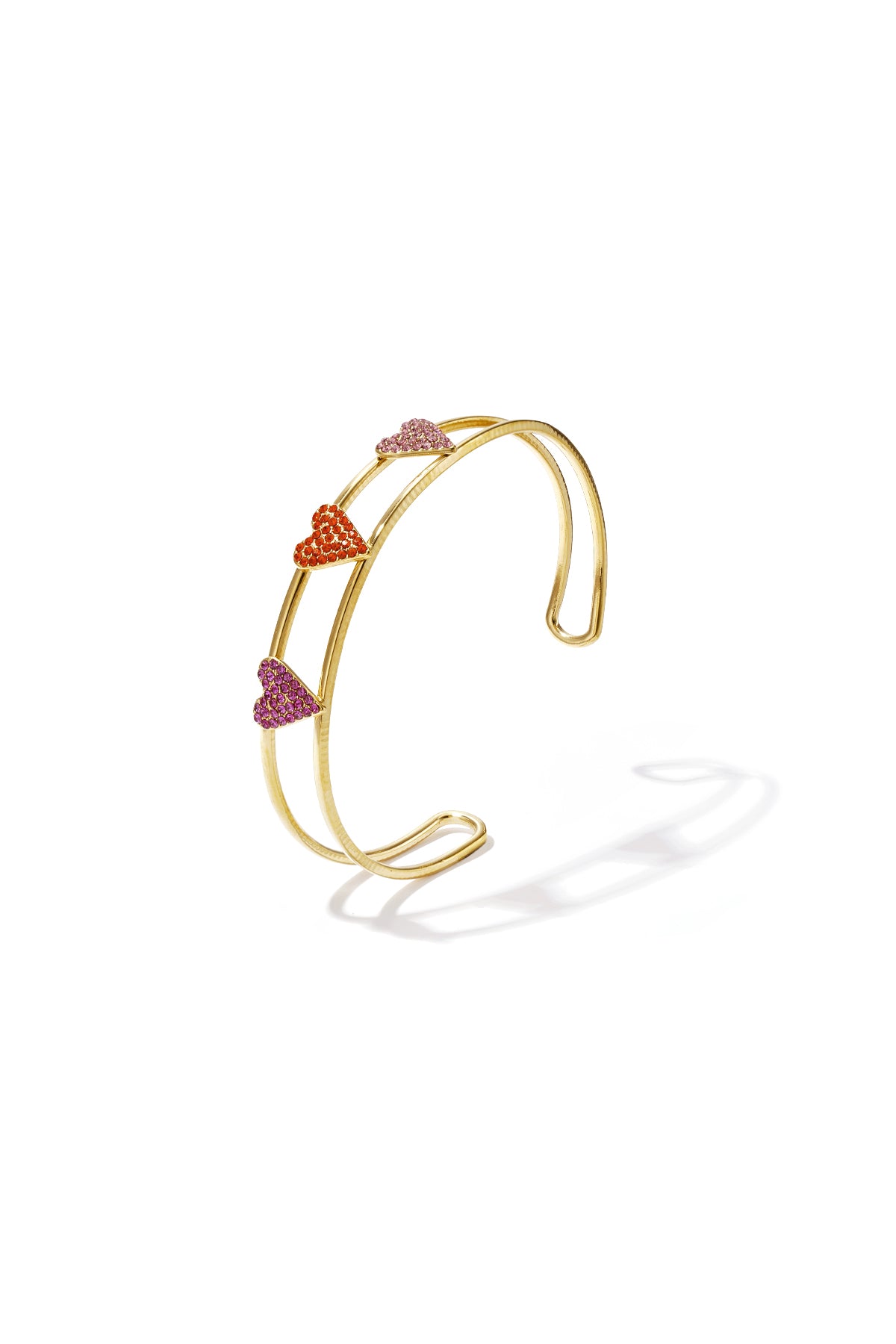 Heart Cuff Bracelet – Gold-Plated Steel & Rhinestones