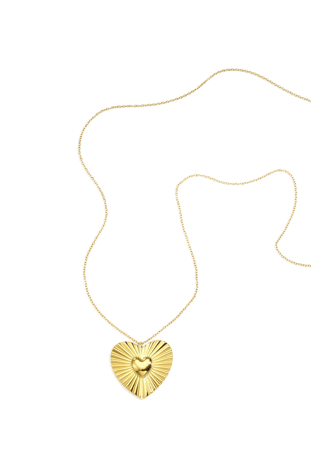 Heart Pendant Necklace – Gold-Plated Steel