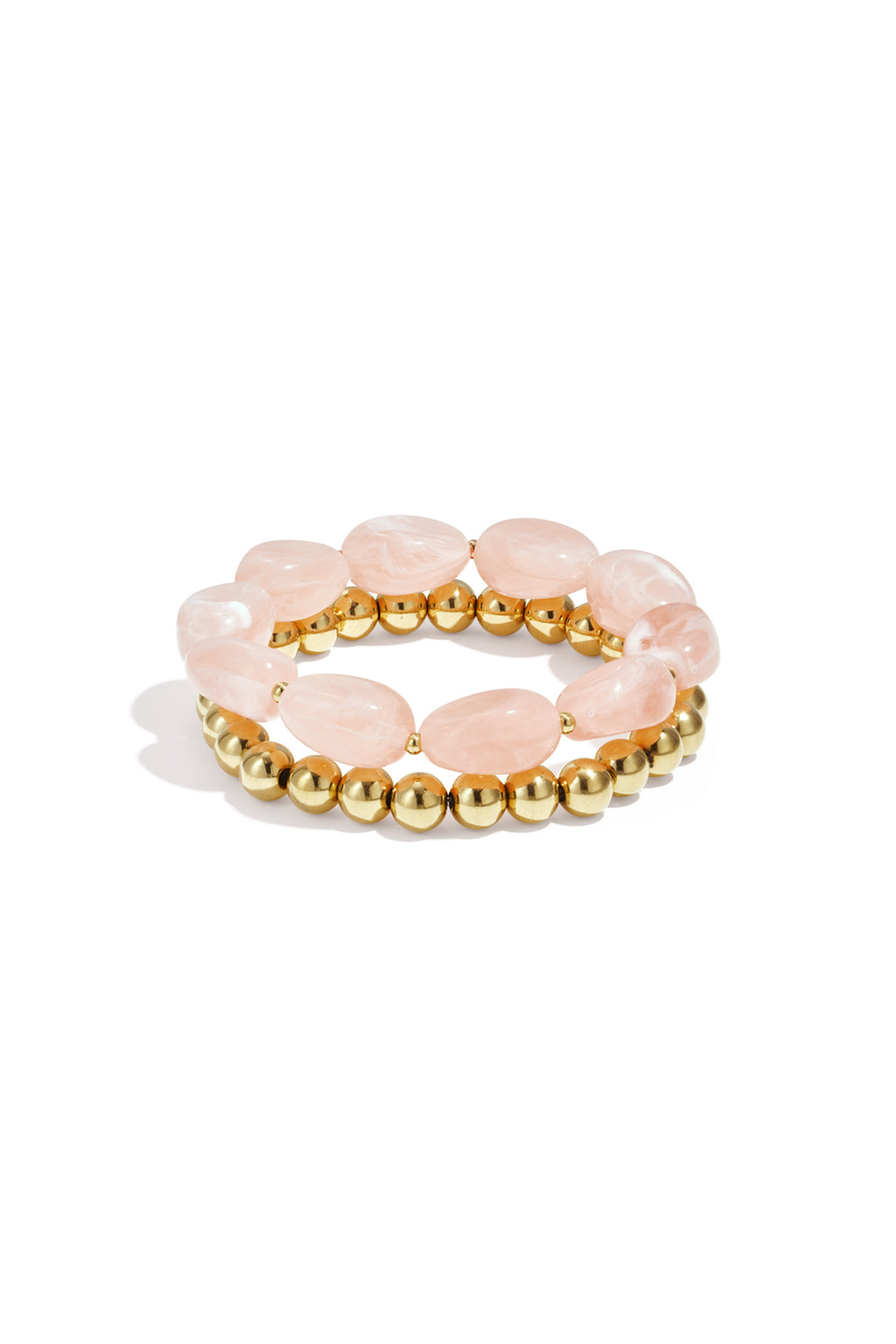 Statement Beaded Bracelet – Light Pink Steel & Acrylic