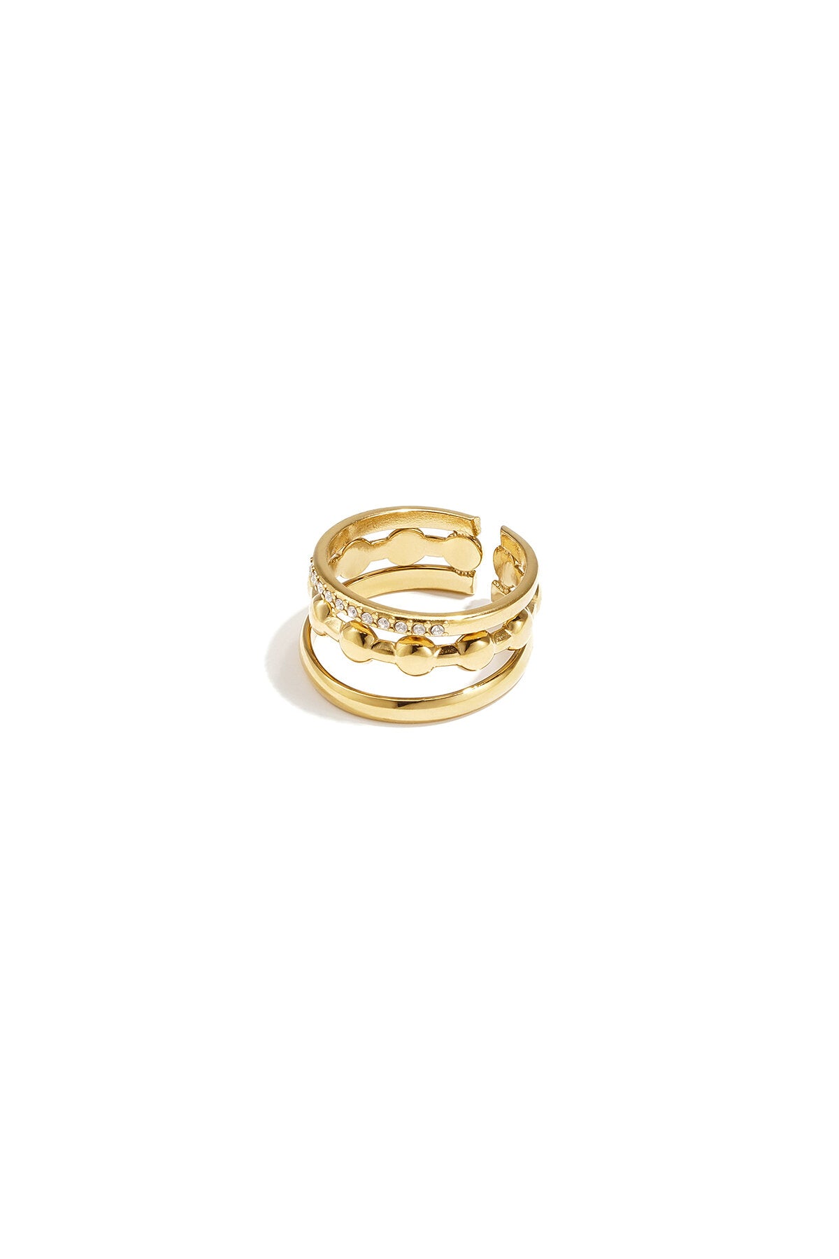 Minimalist Adjustable Rhinestone Ring - Silver & Gold